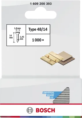 Bosch čavli tipa 48/14 za pričvršćivanje drva ili ploča.