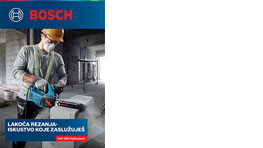 Muškarac u radnoj odjeći koristi Bosch alat u građevinskom prostoru.