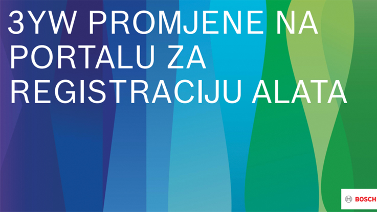 Bosch logo s natpisom o promjenama na portalu za registraciju alata.
