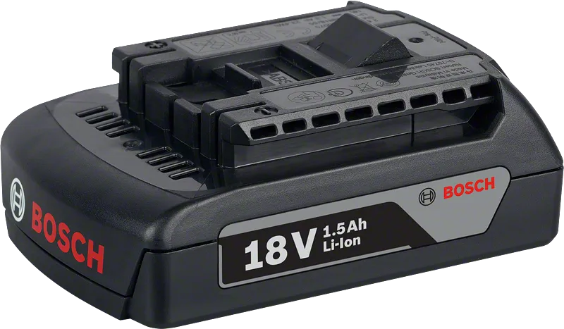 Bosch 18 V-os 1,5 Ah-s lítium-ion akkumulátorcsomag.