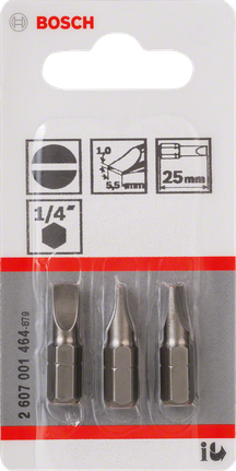 Bosch 25 mm-es csavarhúzóbit-készlet, 1/4 hüvelykes imbuszszárral.