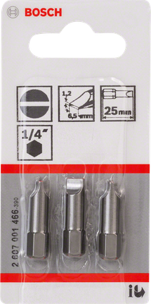 Bosch három darabos 25 mm-es hornyos csavarhúzó bitkészlet.