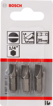 Bosch 25 mm-es 1/4 hüvelykes hornyos csavarhúzó bitkészlet.