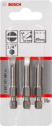 Bosch 49 mm-es csavarhúzóbit-készlet 1/4 hüvelykes imbuszfejű meghajtókhoz.
