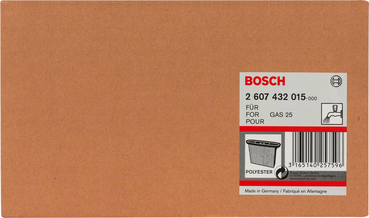 Bosch poliészter harmonikaszűrő GAS 25-höz.
