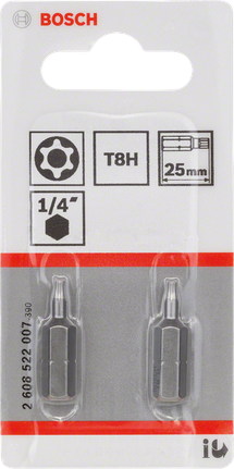 Bosch T8H 25 mm-es imbusz csavarhúzó bitek, 2 darabos csomag.