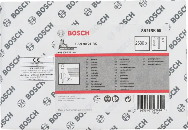 Bosch 3,1 mm-es egyenes szárú szegek.