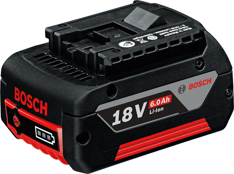 Bosch 18 V-os 6,0 Ah-s lítium-ion akkumulátorcsomag.