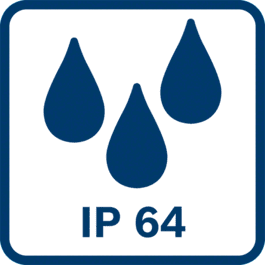 IP 64 védettség Por és a fröccsenő víz ellen védett
