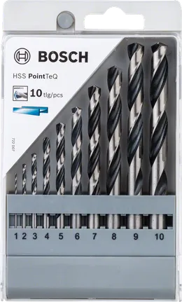 Bosch HSS csigafúrószár PointTeQ 10 darabos készlet 1-10 mm.