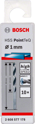 Bosch HSS PointTeQ 1 mm-es csigafúrókészlet.