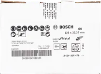 Bosch R444 Expert for Metal szálas csiszolókorong, 125 mm, 60-as szemcseméret.