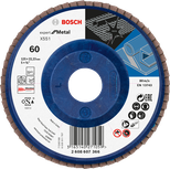 Bosch X551 lamellás csiszolótárcsa fémhez, 125 mm átmérő, 60-as szemcseméret.