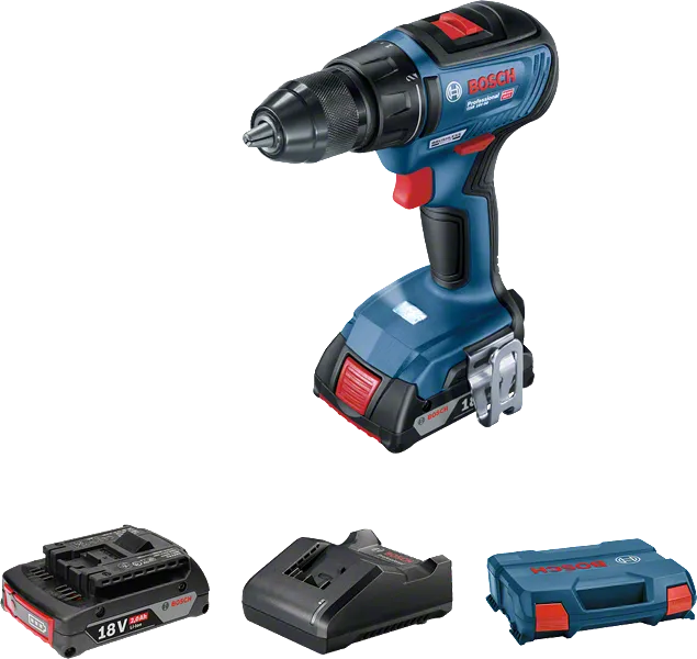 Bosch GSR 18V-50 akkus fúró-csavarozó akkumulátorral és kofferben.