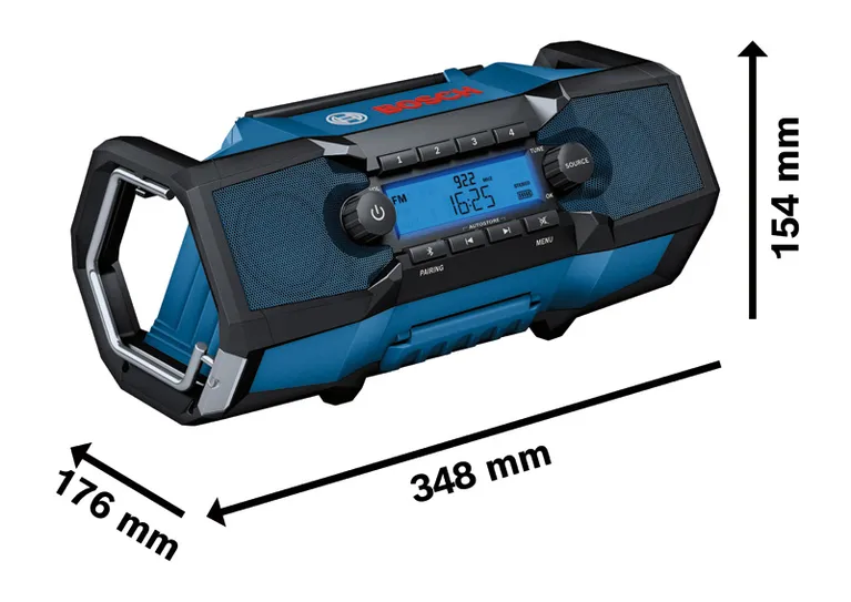Bosch GPB 18V-2 C építési rádió digitális kijelzővel.