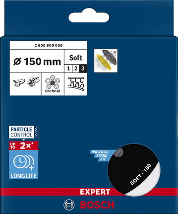 Bosch EXPERT 150 mm-es puha, többlyukú csiszolótalp.