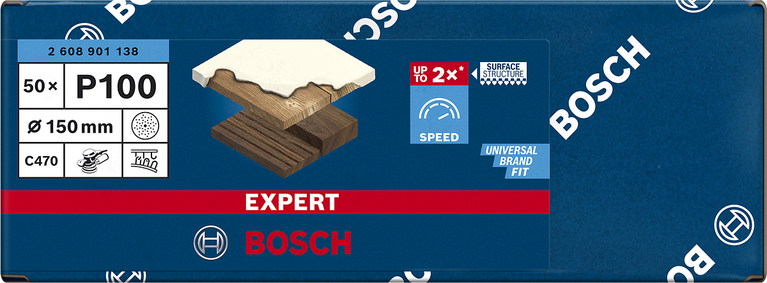 Bosch EXPERT C470 többlyukú csiszolópapír 150 mm P100 50 db-os kiszerelés.