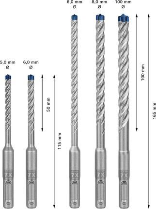 Bosch EXPERT SDS plus-7X kalapácsfúró készlet, 5 részes.