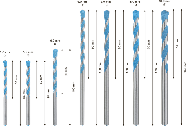 Bosch EXPERT MultiConstruction CYL-9 fúrószárkészlet, 7 részes.