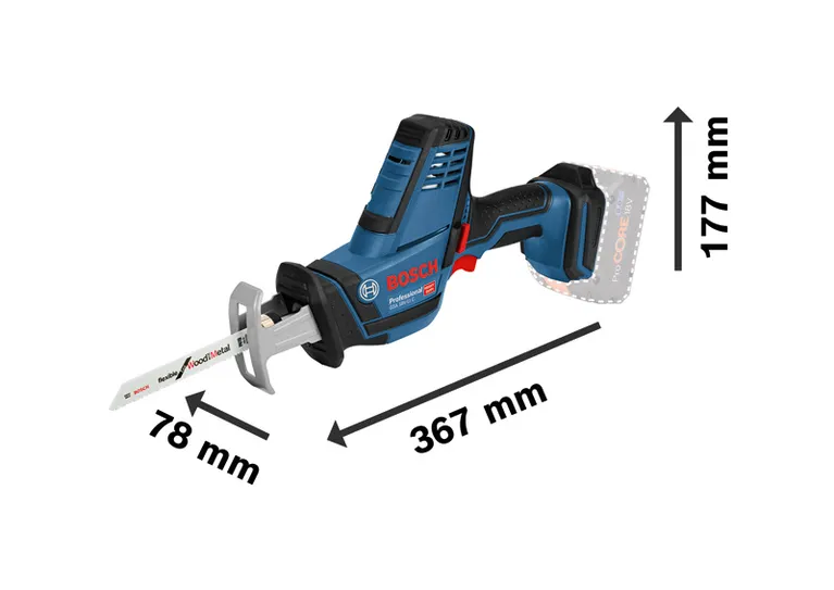 Bosch GSA 18.0 V-LI C akkus orrfűrész, 200 mm-es favágással.