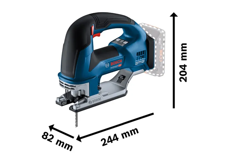 Bosch GST 18V-155 BC akkus szúrófűrész, 135 mm-es fa vágási mélységgel.
