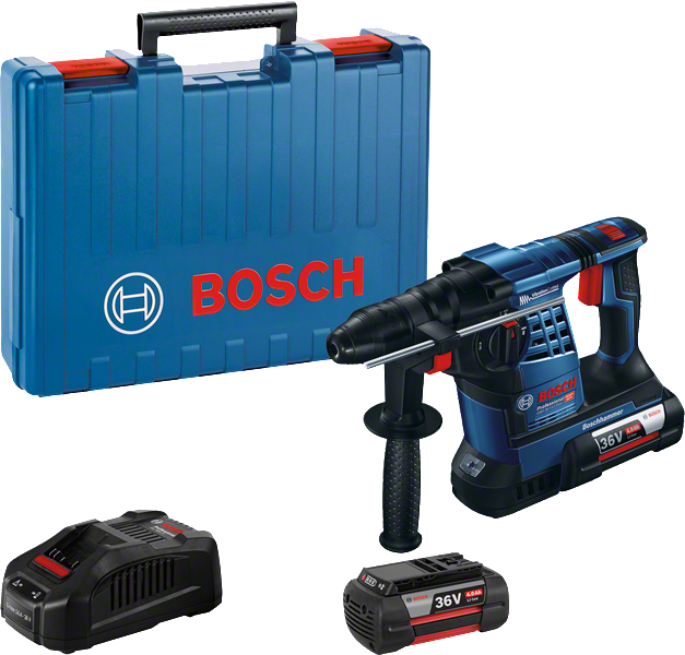 Bosch GBH 36 V-LI Plus akkus fúrókalapács kofferben.