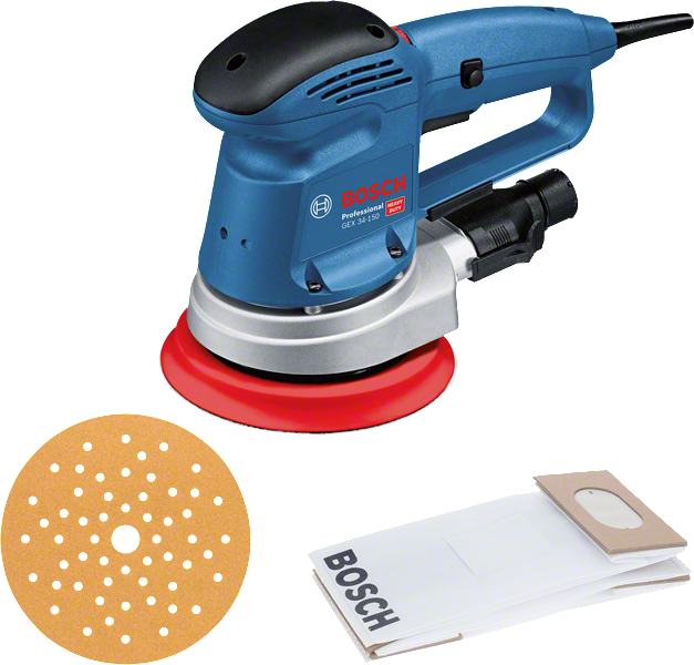 Bosch GEX 34-150 excentercsiszoló porzsákkal.