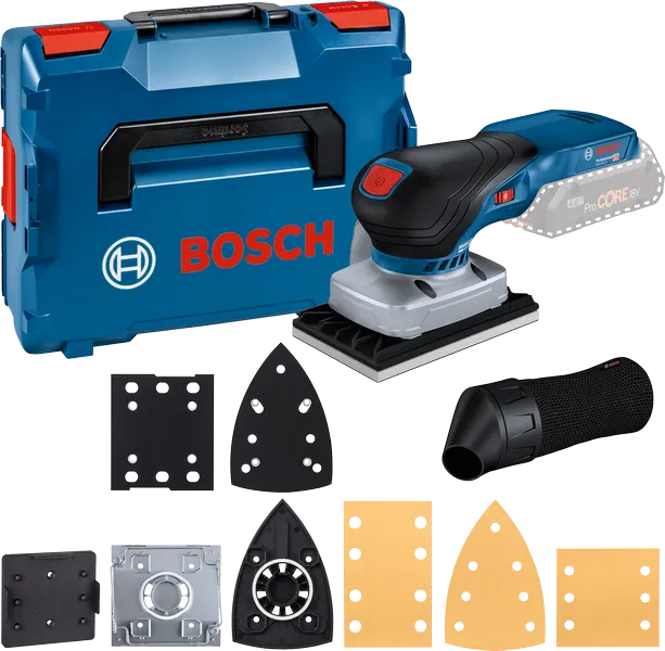 Bosch GSS 18V-13 akkus orbitális csiszoló készlet.
