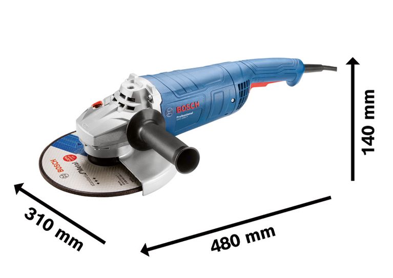 Bosch GWS 2200 P sarokcsiszoló 230 mm-es tárcsával.