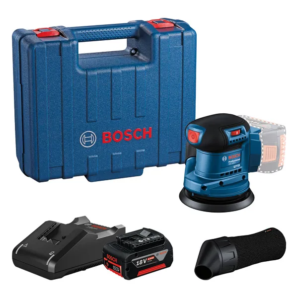 Bosch GEX 185-LI excentercsiszoló készlet 125 mm-es tárcsával.