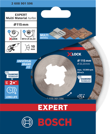 Bosch EXPERT MultiMaterial X-LOCK gyémánt vágókorong 115×22,23 mm.