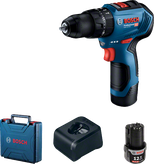 Bosch GSB 12V-30 akkus fúró-csavarozó készlet, táskával és akkumulátorral.