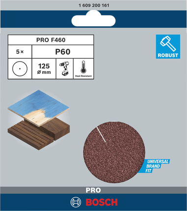 Bosch PRO F460 125 mm-es csiszolólapok, P60.