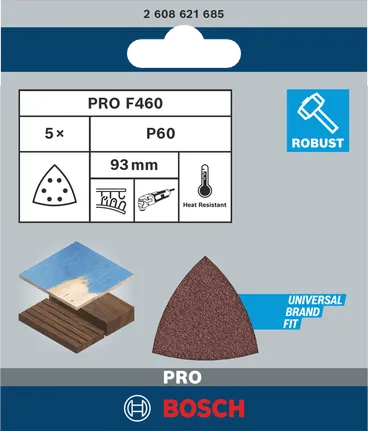 Bosch PRO F460 csiszolólapok 93×93 mm P60 5 db.