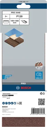 Bosch PRO X440 csiszolószalag 100 x 560 mm G120 3 darabos csomag.