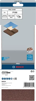 Bosch PRO X440 csiszolószalag 100x620 mm G100 3 db-os csomag.