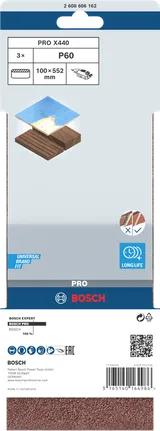 Bosch PRO X440 csiszolószalag, 100x552 mm, szemcseméret 60-as csomag.