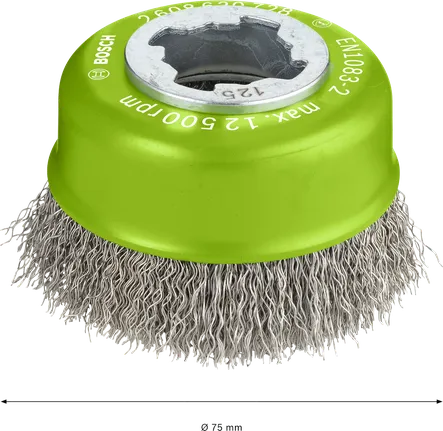 Bosch PRO rozsdamentes acél tisztító X-Lock csészekefe 75 mm.