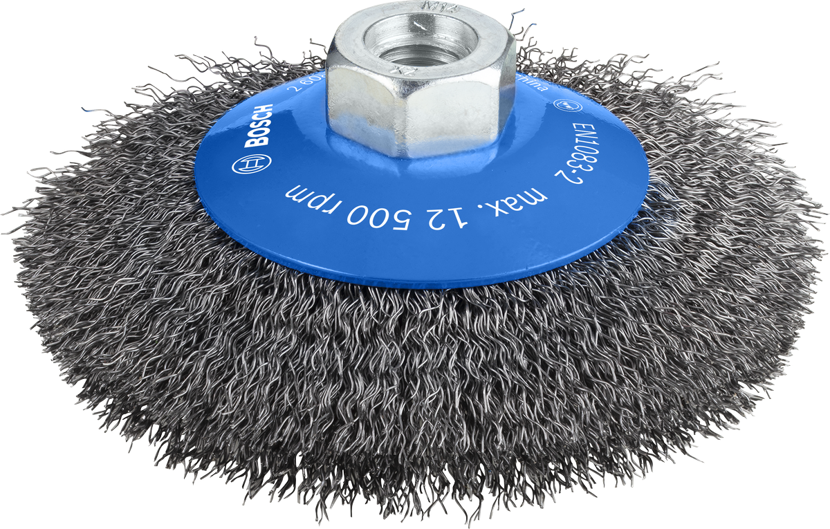 Bosch PRO Metal clean ferde élű kefe, 115 mm-es menetes tartozékkal.