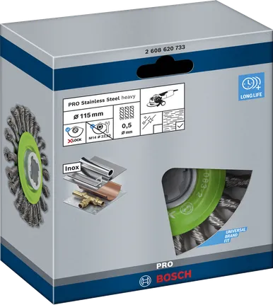 Bosch PRO rozsdamentes acél, erős X-Lock drótkorong 115×0,5 mm.