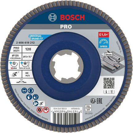 Bosch PRO X571 legyezőtárcsa 125 mm G120 X-Lock.