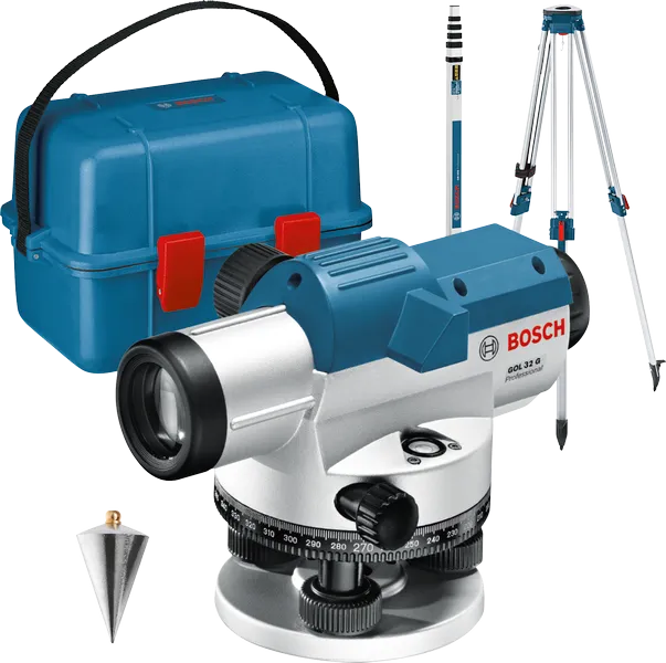 Bosch GOL 32 G optikai szintezőkészlet állvánnyal és táskával.