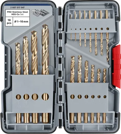 Bosch PRO rozsdamentes acél HSS-Co fúrószárkészlet, 18 darabos.