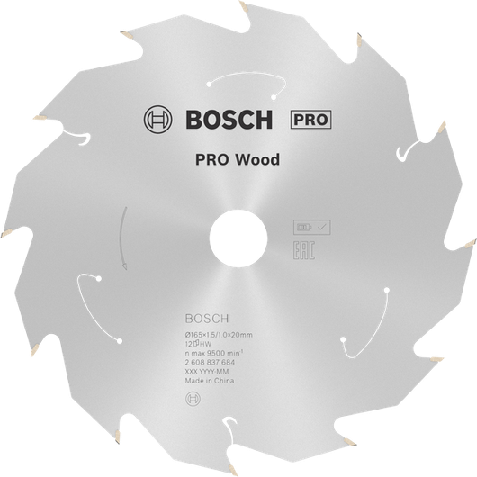 Bosch PRO Wood akkus körfűrészlap 165 mm T12.