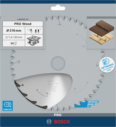 Bosch PRO Wood akkus körfűrészlap 210 mm T24.