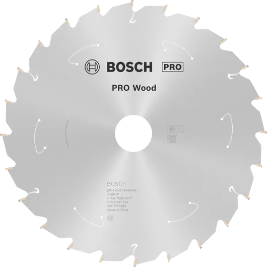 Bosch PRO Wood akkus körfűrészlap, 216 mm átmérővel.