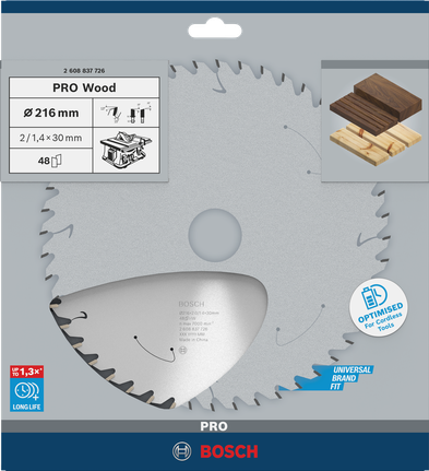 Bosch PRO Wood akkus körfűrészlap 216 mm a precíz favágáshoz.