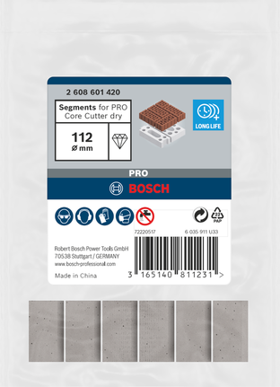 Bosch PRO magfúró száraz szegmensek 112 mm.