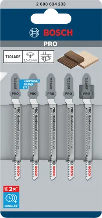 Bosch PRO Hardwood clean curve T101AOF szúrófűrészlap, 5 db-os csomag.
