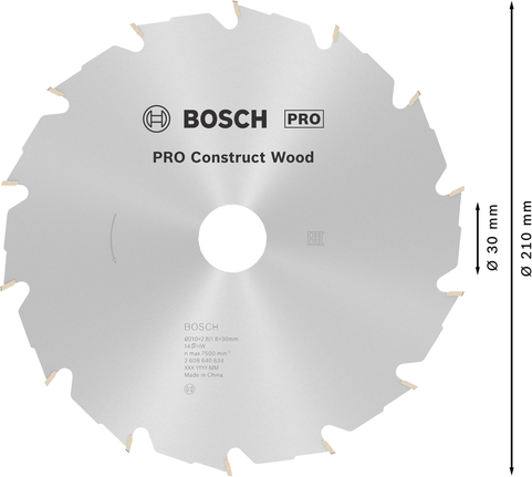Bosch PRO Construct Wood körfűrészlap, 210 mm.